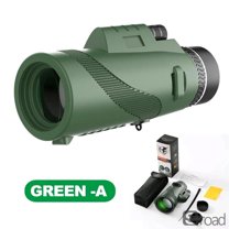 High Power 80x100 Monocular Telescope With Smartphone Adapter, HD Waterproof Scope For Long Distance Viewing, BAK4 Prism For Bird Watching, Hunting, Camping & Travel​,Green-A