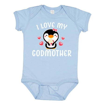 

Inktastic I Love My Godmother with Cute Penguin and Hearts Gift Baby Girl Bodysuit