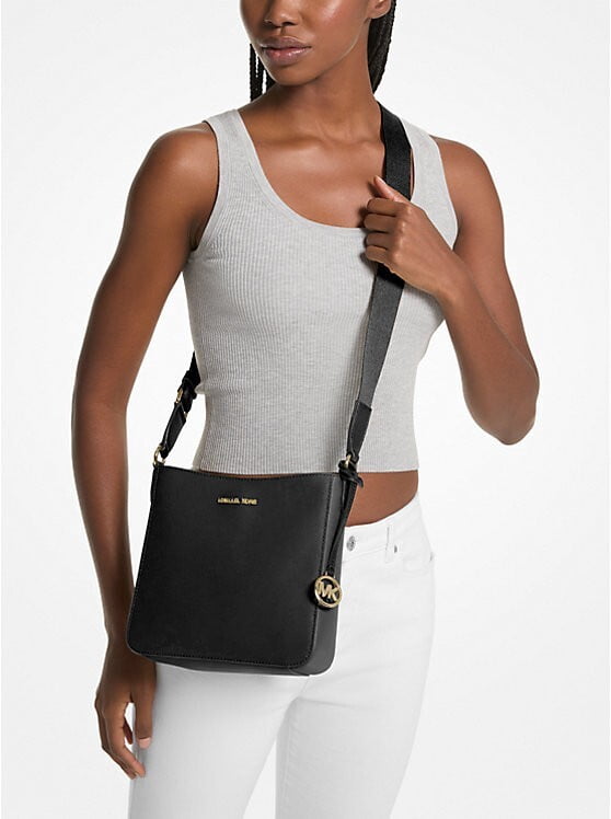 Michael Kors Jet Set Travel Small Shoulder Messenger Crossbody Bag (Black/Black Gold Tone)