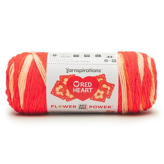 Red Heart All In One Granny Square Yarn-RED HOT PHLOX
