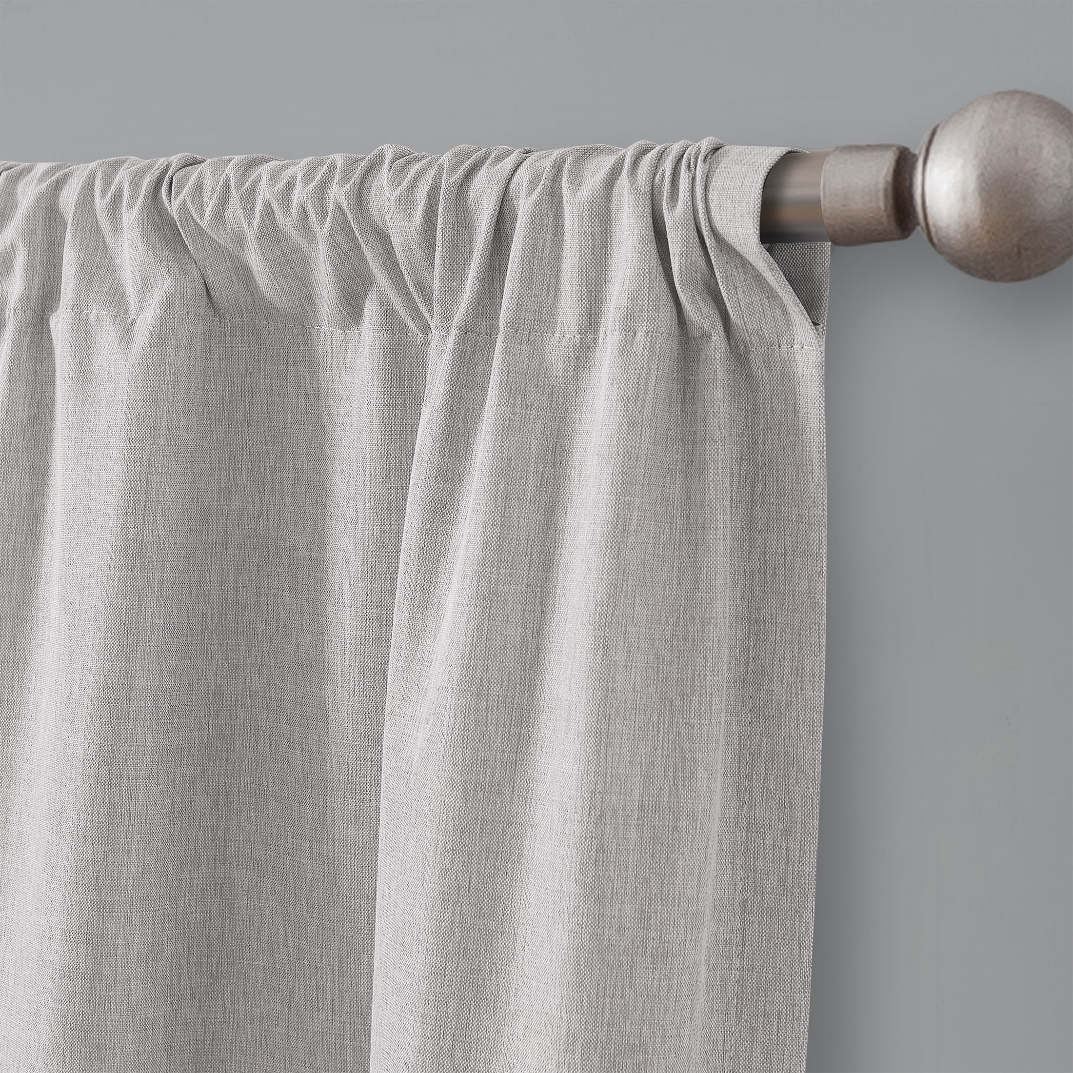 Mainstays Iris Linen Look Blackout Curtain Panel Pair, Set of 2, Silver, 37 in x 63 in