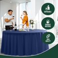 thumbnail image 5 of Exquisite 12-Pack Disposable 120-Inch Round Navy Blue Plastic Tablecloths for Parties, 5 of 6