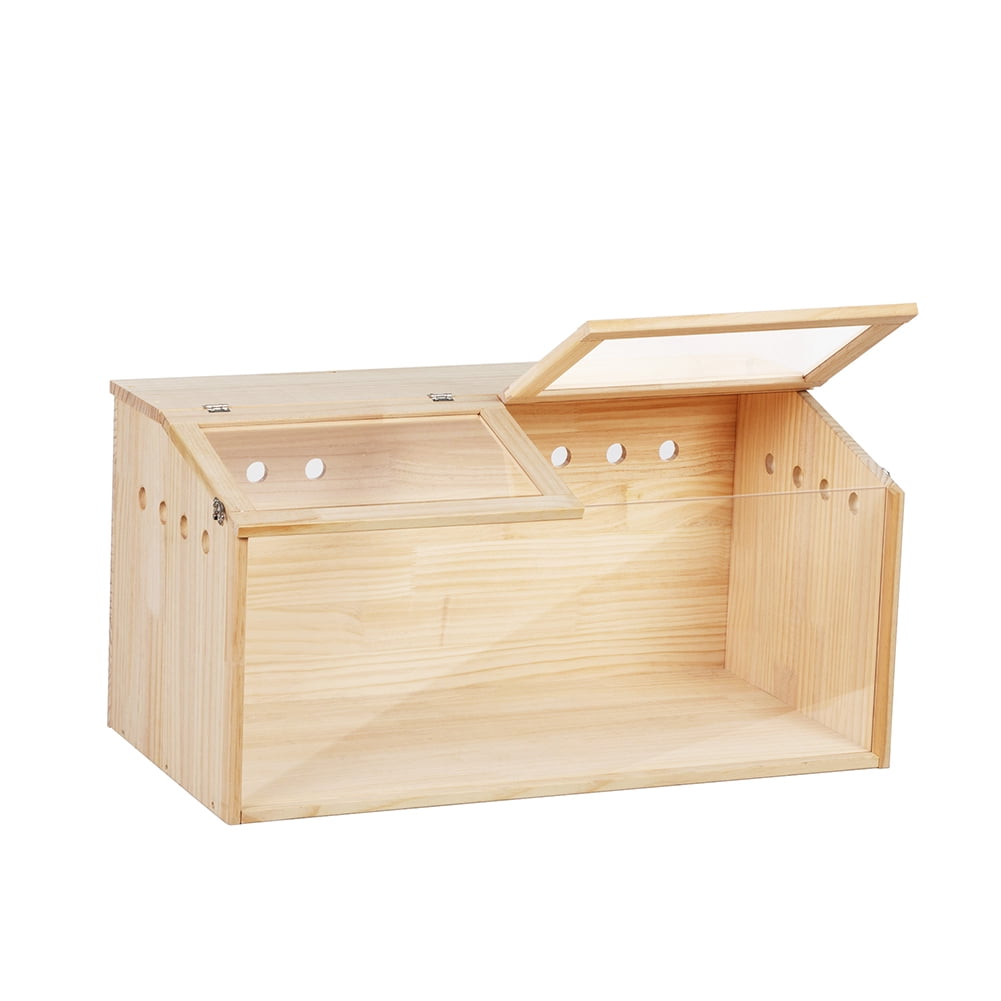 Spaco Pine & Acrylic Hamster Cage - Transparent Panels for Unobstructed View - Airy Ventilation Holes