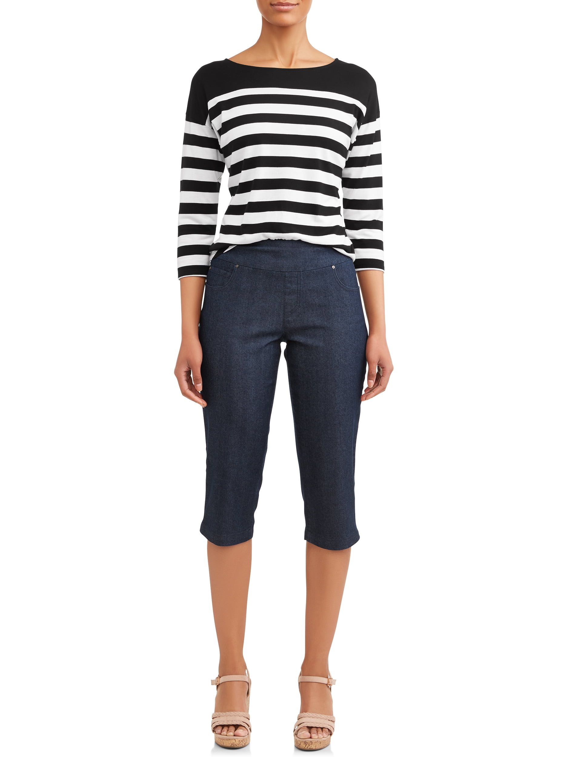 Time And Tru Women S Essential Pull On Capri Pant Walmart Com