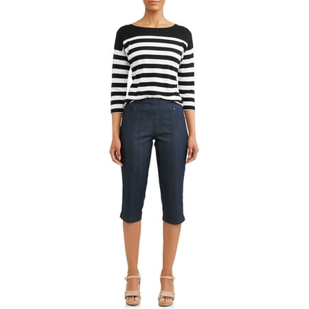 Time And Tru Women S Essential Pull On Capri Pant Walmart Com