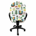 thumbnail image 3 of Cartoon Office Chair Slipcover, Pastel Chicken Apartments Sun Forest Trees Clouds Branches Cartoon, Protective Stretch Decorative Fabric Cover, Standard Size, Off White and Multicolor, by Ambesonne, 3 of 5