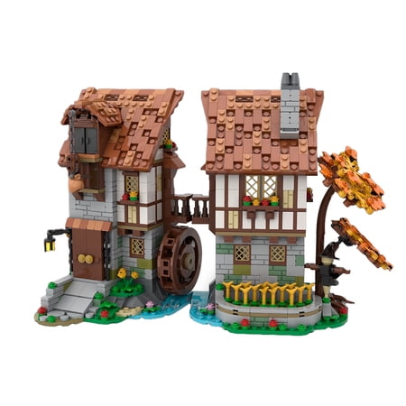 Medieval Tavern Watermill Building Blocks Set Architecture House Bricks Toys for Children Kid Gifts