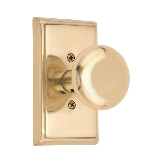 Brass Accents D07-K537D-NET-605 Quaker Backplate & Netropol Knob Double Dummy Set - Polished Brass