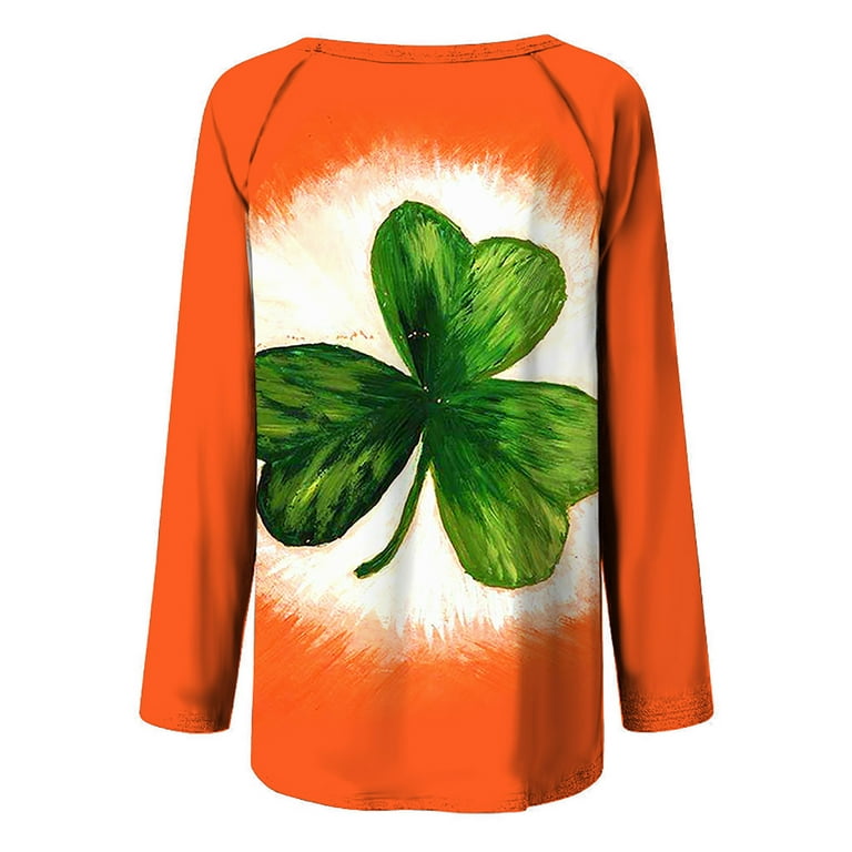 SRSTRAT Women's Sweatshirts St. Patrick's Day Loose Fit Trendy Long Sleeve V Neck Green Graphic Pullover Tops, Size: 4XL