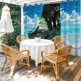 thumbnail image 4 of Outdoor Curtains for Patio Waterproof, Summer Ocean Windproof Pravicy Outside Porch Blackout Curtain, Coastal Blue Sky Sea Waves Natural Scenery Sun Blocking Grommets Curtains for Cabana 54"x84", 4 of 9