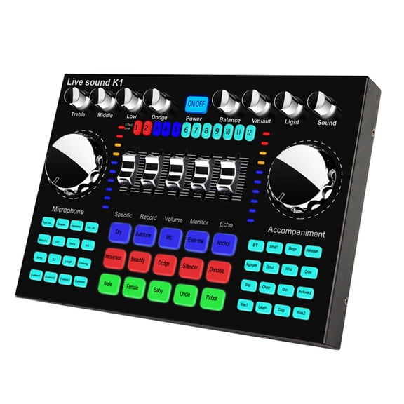 JUNTEX Professional Computer Live Microphone Sound Card Equipment Audio Mixer Sound Board Plug and Play Game DJ Live Broadcast