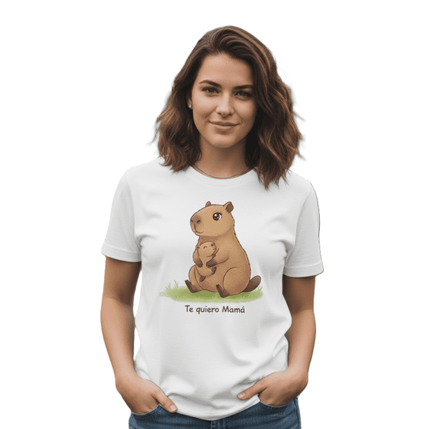Playera Blanca Estampada Capibara Te Quiero Mamá