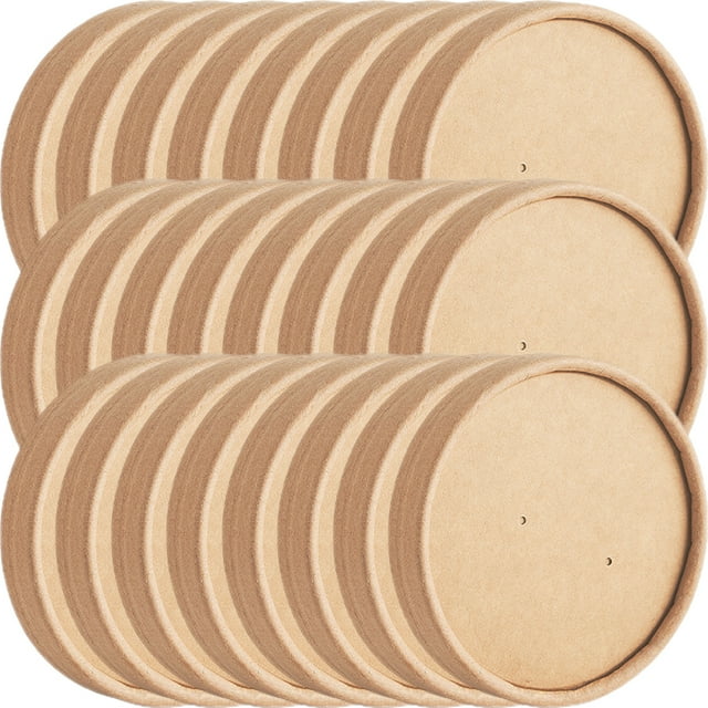 EeaseMX 40 Uds. Tapas de vasos de papel Kraft para embalaje, tazas de gachas, cajas para llevar, tapas de papel impermeables