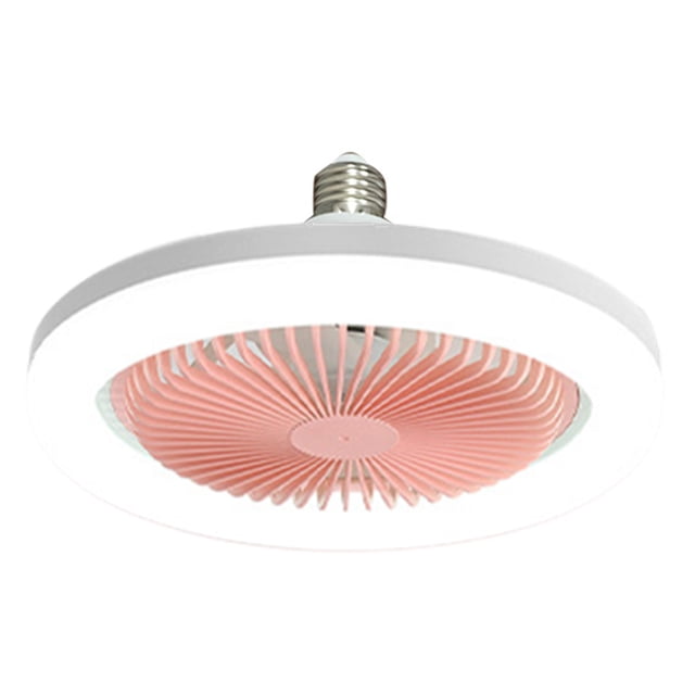 Qocolhg 10.2" Ceiling Fans with Lights, Dimmable Low Profile Ceiling Fan, Flush Mount Bladeless Ceiling Fan, Stepless Color Temperature Change & Universal E27 rotating lamp head - Pink