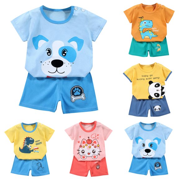Toddler Boys Summer 2-Piece Outfit Crew Neck Short Sleeved 3D Print T Shirt and Shorts Outfits Set Size 18-24 Months ,White