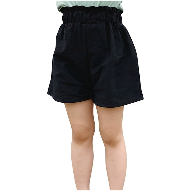 Odeerbi 1-8 Años Niñas Pantalones Cortos de Verano de Algodón Lino Casual Transpirable Color Sólido Cute Leisure Shorts