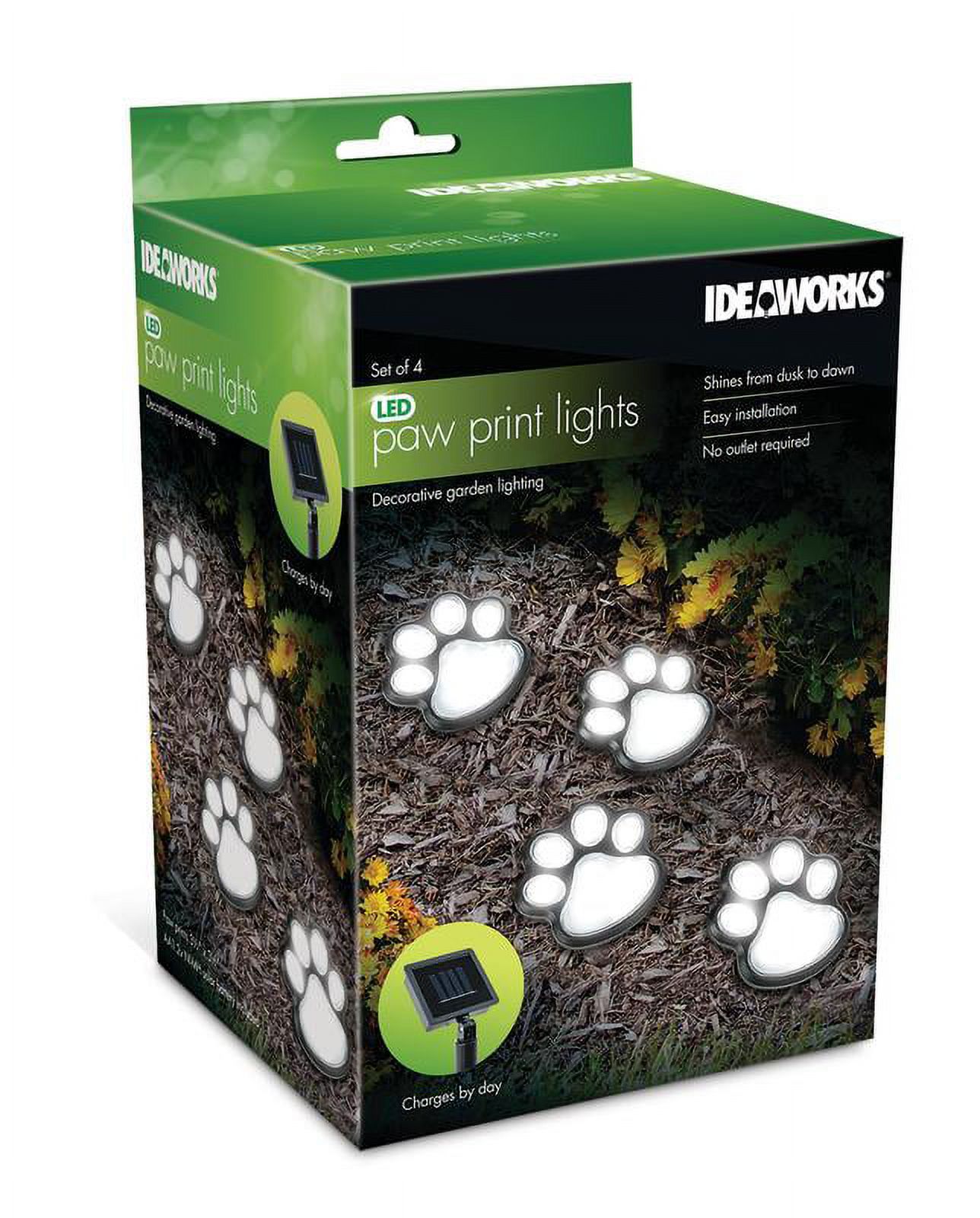 Ideaworks JB7356 Dog Paw Solar Lights Outdoor Panels - Bright Energy Efficient and Perfect for your Garden - 4 pc Set, Black - image 2 of 4