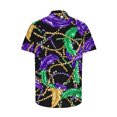 thumbnail image 3 of Ceisia Men's Mardi Gras Festive Print Short Sleeve Button-Up Shirt Collection | Feather & Bead Web Button-Up Shirt Gifts, 3 of 8