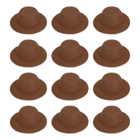 Uxcell 1.6 Inch Mini Formal Hats, 12 Pcs Miniature Doll Hats for Crafts, Coffee