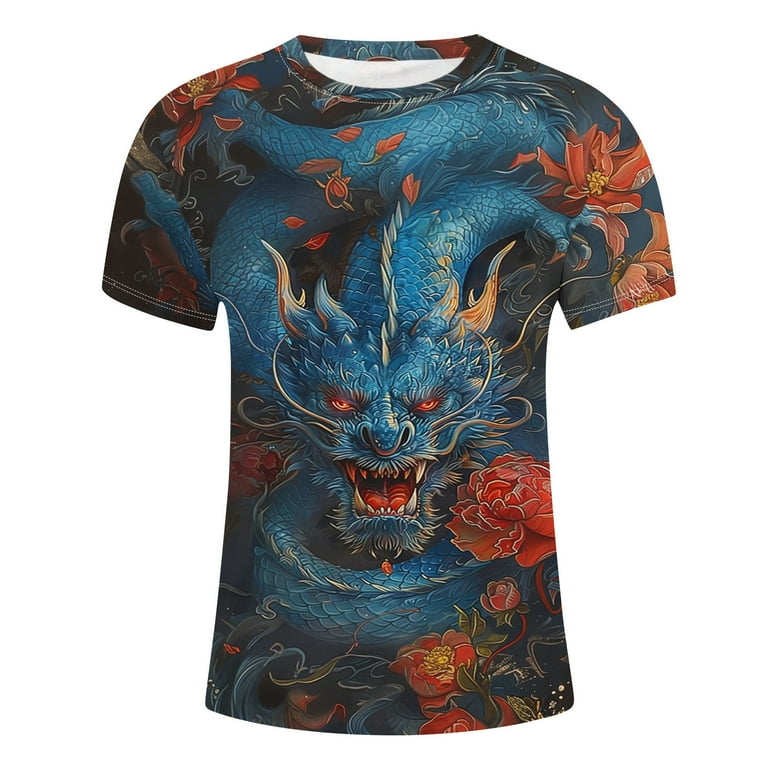 BSDJILFG 6XL Shirts for Men Big and Tall Dragon Shirt New