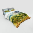 thumbnail image 3 of Ambesonne Landscape Bedding Set 3 Pcs, Summer Rural Houses, Twin, Green White Blue, 3 of 3