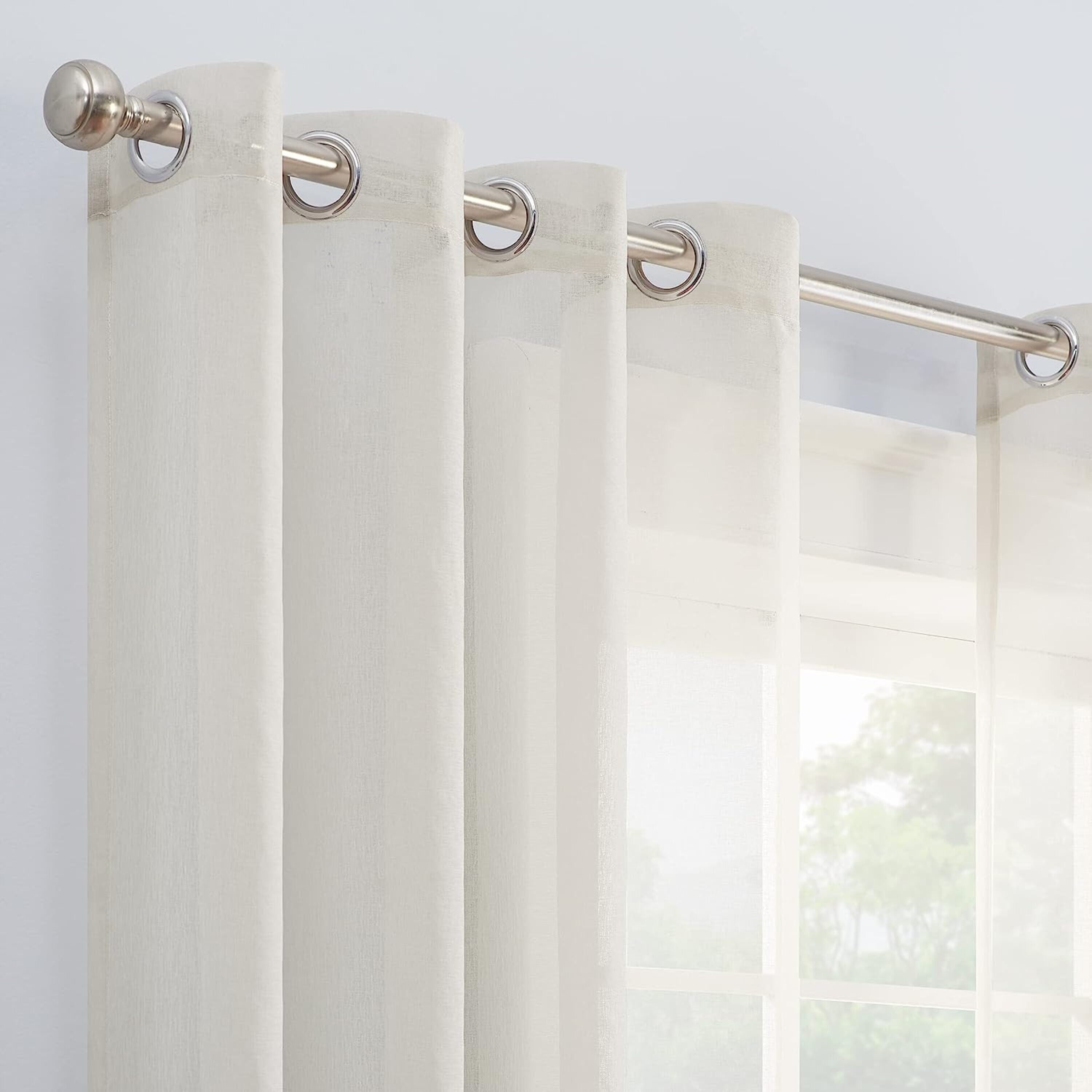 ECLIPSE Ines Printed Ombre Textured Light Filtering Grommet Window Curtains for Bedroom (2 Panels), 52 in x 63 in, Ivory