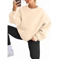 thumbnail image 3 of Chandails en Molleton Oversize pour Femmes Chandail à Capuchon en Polaire Col Rond Manches Longues Pulls Confortables Tenues de Mode Automne Kaki G, 3 of 9