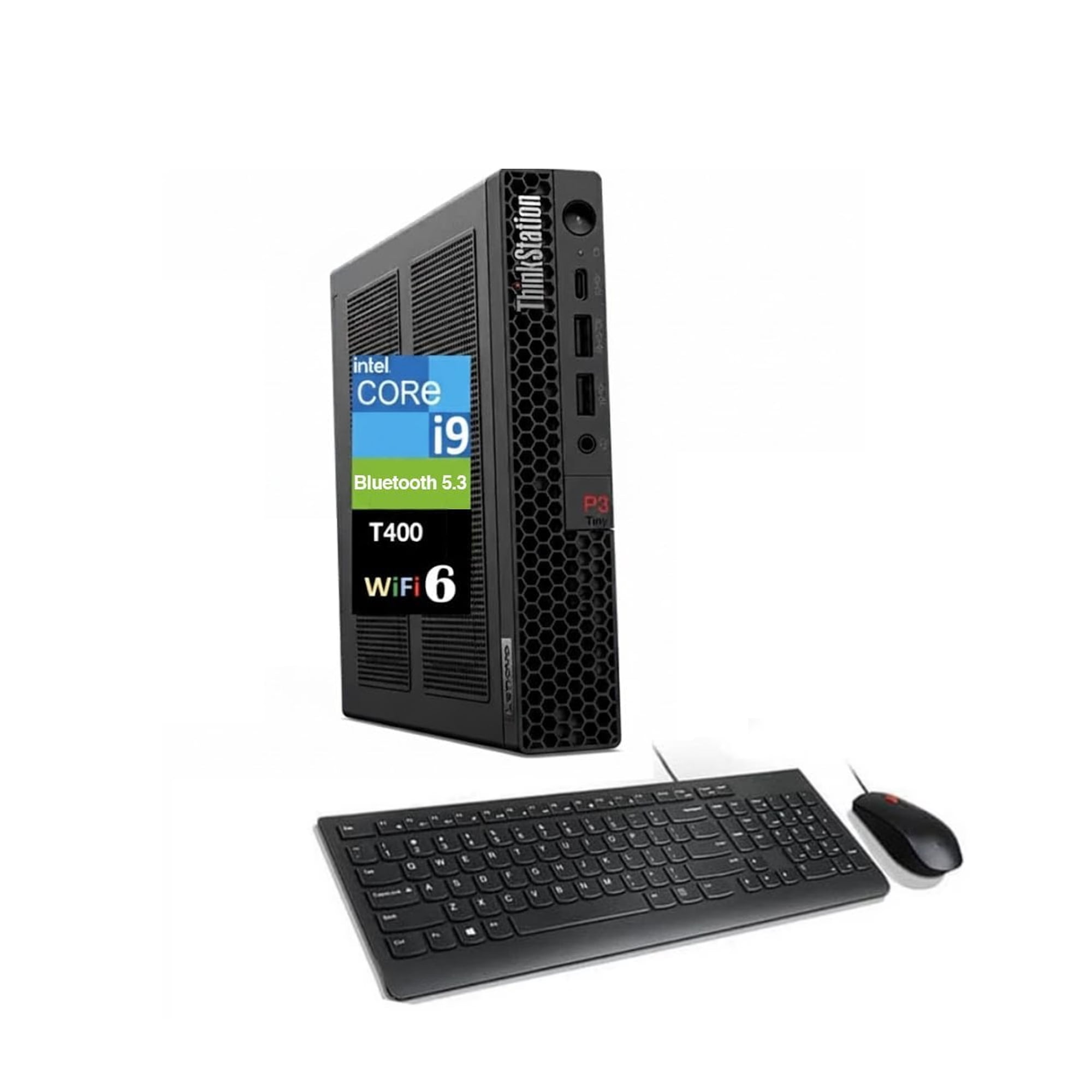 Lenovo ThinkStation Workstation Mini Desktop (Intel i9-14900, NVIDIA T400 4GB, 32GB DDR5, 4TB PCIe SSD, WiFi 6, Bluetooth 5.3, 300W PSU, RJ-45, 1x DP; 3x mDP, HDMI, Win 11 Pro) w/Premium Backpack