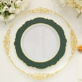 thumbnail image 5 of Efavormart 10 Pack | 10" Hunter Emerald Green / White Plastic Party Plates With Round Blossom Design, Disposable Dinner Plates With Gold Rim, 5 of 11
