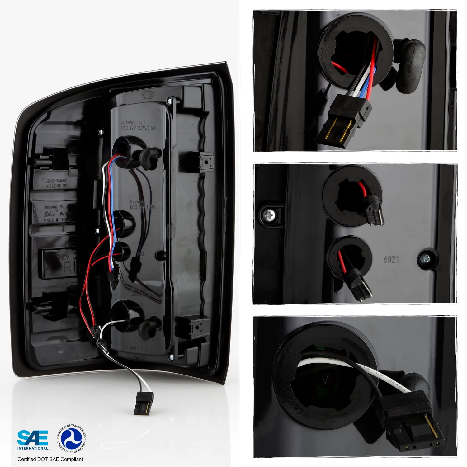 AKKON - Fits 2014-2018 GMC Sierra 1500 15-19 2500HD / 3500HD Full LED [C-Tube] Chrome Tail Lights Brake Lamps Pair Left + Right