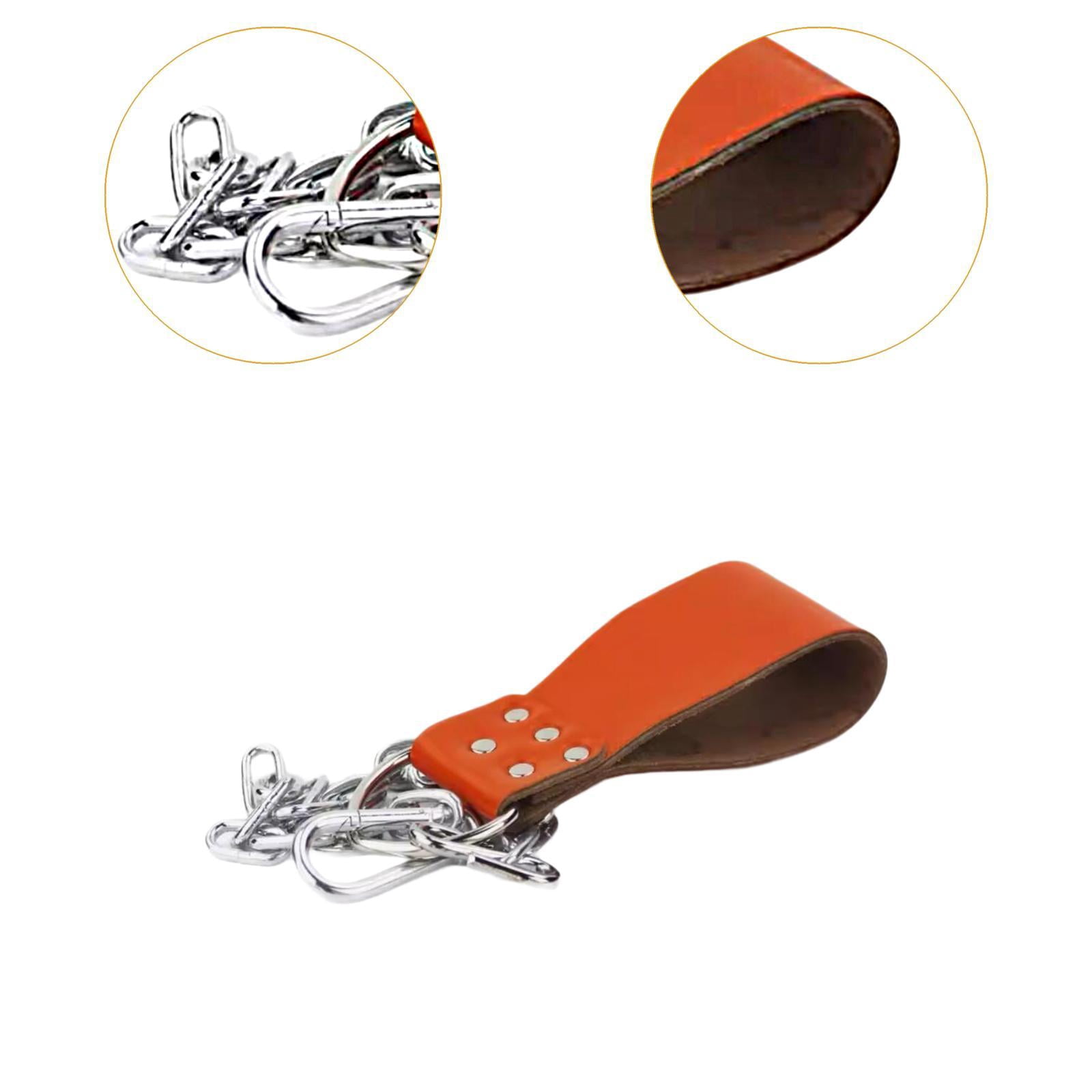 DimyFew Dumbbell Loading Strap Accessories with Chain LAT Pull Down Attachment PU Weight Orange