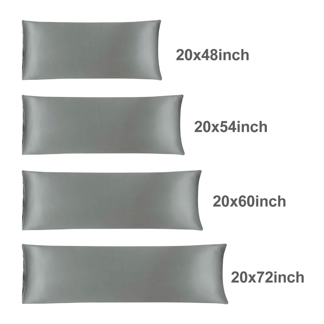 Unique Bargains Luxury Silky Satin Body Pillow Case Gray 20" x 54"