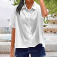 thumbnail image 2 of MESSUEN Cotton Linen Shirts Summer Business Beach Tops Loose Fit Going Out Work Tops Business Casual Tops for Women Comfort Linen Shirts for Women Summer Tops White L, 2 of 4