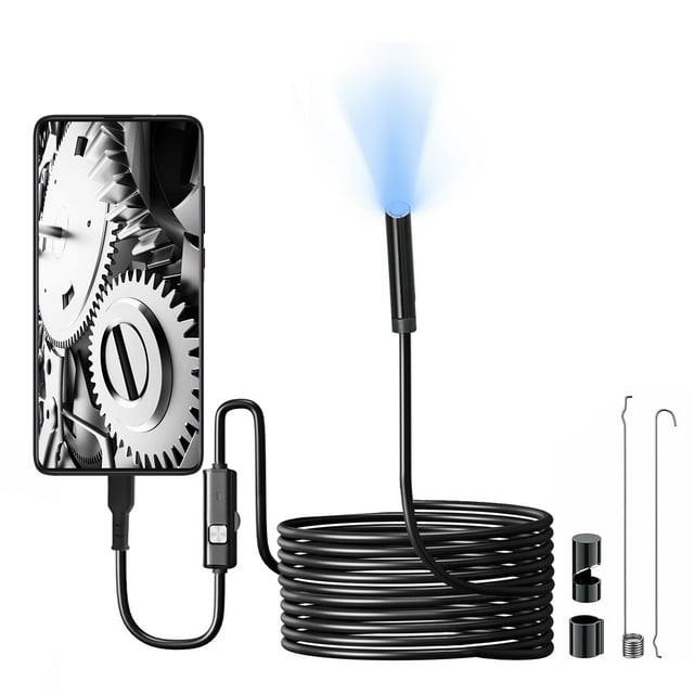 Caméra Endoscope avec Lumière, Endoscope HD 1920P avec 8 Lumières LED Réglables Objectif Unique, Caméra d'Inspection Étanche IP67 de Remplacement pour iPhone iOS