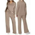 thumbnail image 2 of Two Piece Sets for Women V Neck Casual Matching Sets Loungewear Fall Clothes Travel Outfits Fashion Brown XXL, 2 of 6