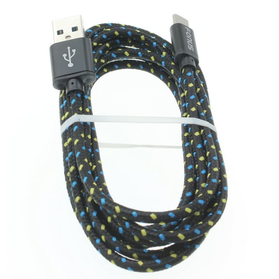 Type-C 6ft USB Cable for LG G8X ThinQ Phone - Charger Cord Power Wire USB-C Long Braided Fast Charge Sync Black Z9K