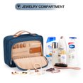 thumbnail image 2 of Travel Hanging Toiletry Bag for Women, Extra Large Makeup Bag, Holds Full-Size Shampoo, with Jewelry Organizer Compartment, Waterproof Cosmetic Bag, Toiletries Kit Set with Trolley Belt, Navy Blue, 2 of 15