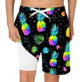 thumbnail image 5 of Gelikeya Teen Boys Swim Trunks Size 14-16 with Compression Liner Graphic Swimming Bottoms Elastic Waist 2 In 1 Swimwear Shorts for Pool Beach, Black, 5 of 5