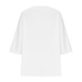 thumbnail image 5 of Linen Shirt for Women Crew Neck 3/4 Sleeve Tunic Blouses Casual Loose Fall T-Shirt Tops for Ladies White S-5Xl, 5 of 6