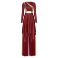 thumbnail image 4 of iiniim Women Liturgical Dancewear Long Sleeve Praise Dance Tunics with Wide Leg Baggy Pants Burgundy M, 4 of 7