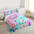 thumbnail image 4 of Manfei Kids Kawaii Mermaid Bedding Comforter Set, Pink Blue Twin Comforter Sets, Kawaii Jellyfish Starfish Reversible Bedding Set, Microfiber Bedroom Decor, 2pcs, 4 of 9