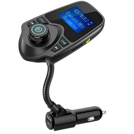 Nulaxy Bluetooth Car FM Transmitter Audio Adapter Receiver Wireless Handsfree Voltmeter Car Kit TF Card AUX 1.44 Display - KM18 Black (Best Aux Fm Transmitter)