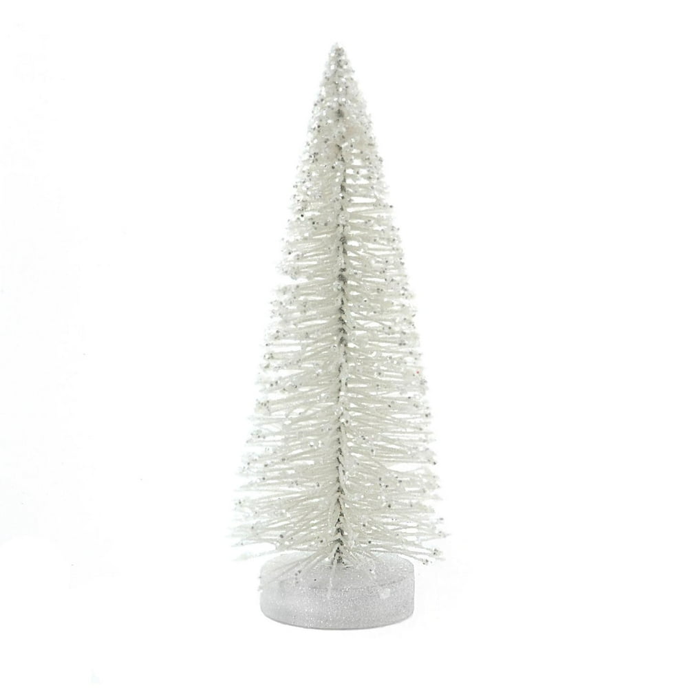 Sisal Christmas Trees White Bottle Brush Tree with Glitter, 3 x 8