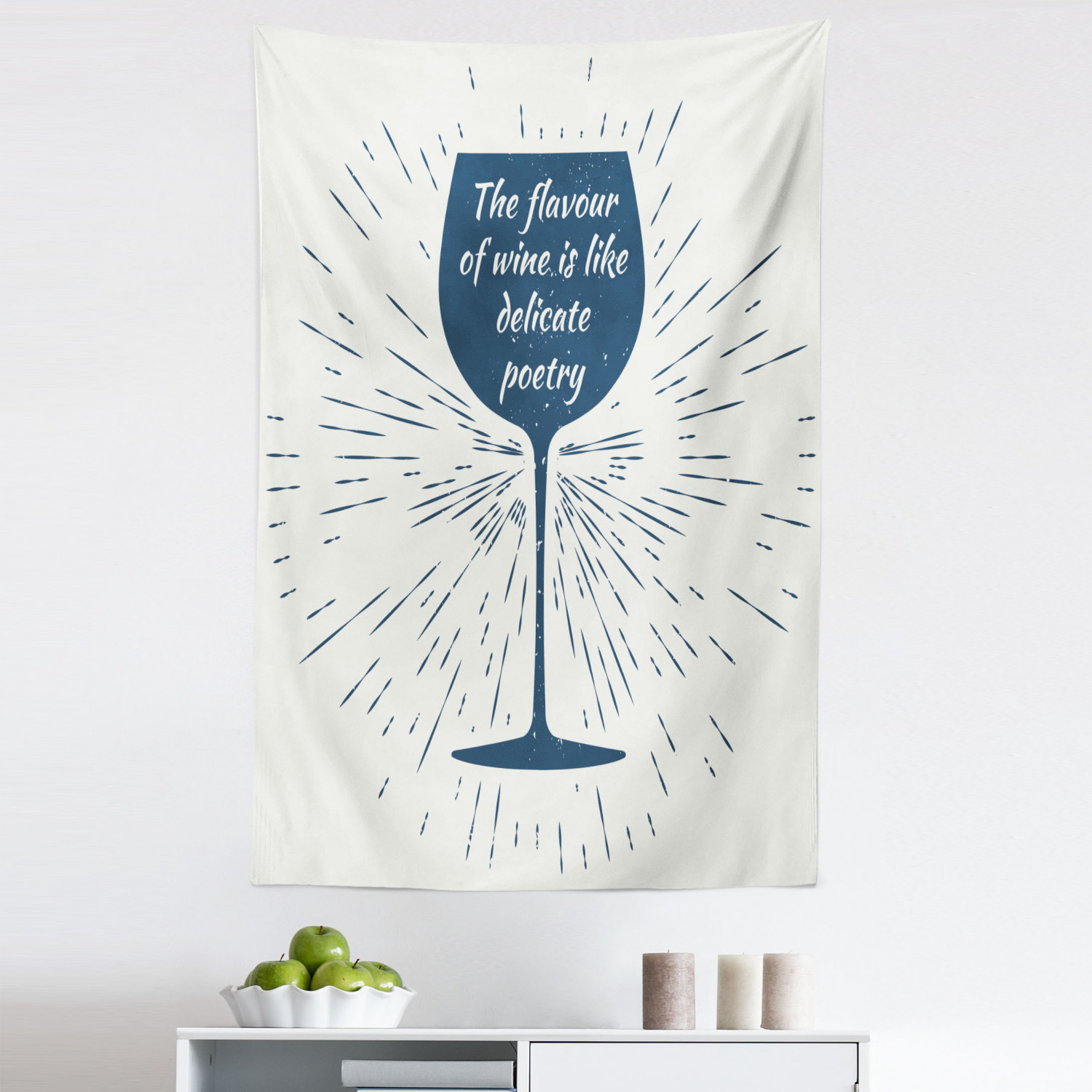 Wine Tapestry, Wine Glass and Vintage Sun Burst Frame the Flavor is ...
