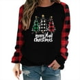 thumbnail image 2 of Womens Tops Christmas Print Plaid Long Sleeves Round Neck Winter Printed Loose Casual Sweatshirts,Tops for Women Red L, 2 of 6