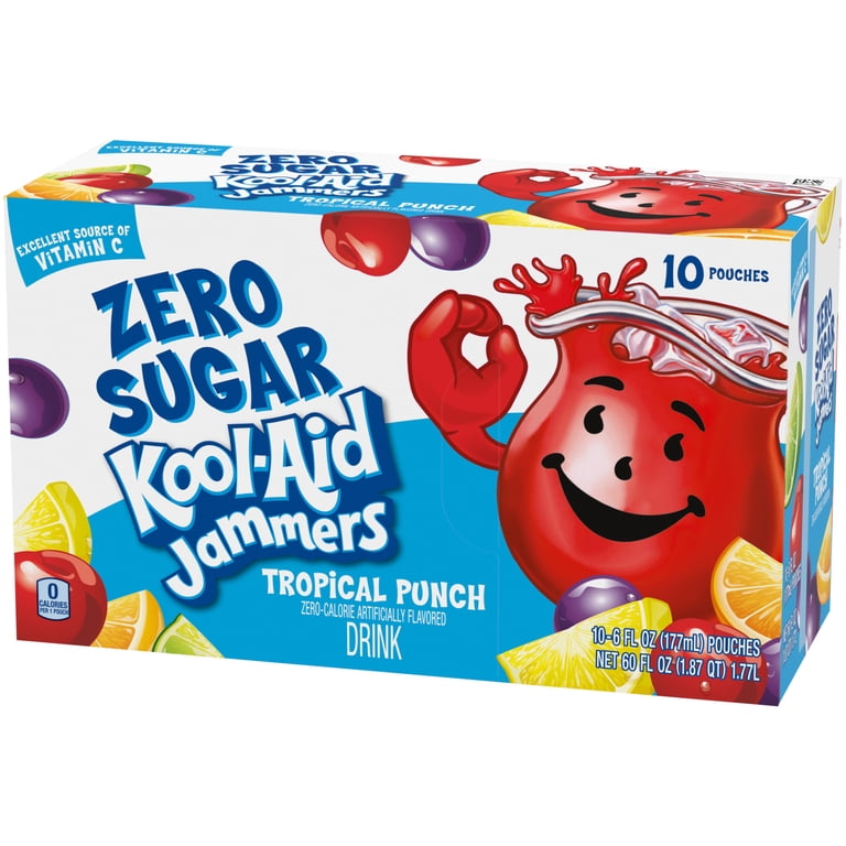 4 pack) Kool-Aid Jammers Tropical Punch Zero Sugar Kids Drink