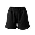 thumbnail image 2 of Vedolay Women 2023 Summer Casual Elastic Solid Color Ruffle Shorts,Black XL, 2 of 5