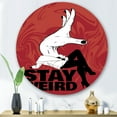 thumbnail image 2 of Designart 'Stay Weird Hand Sign' Vintage Circle Metal Wall Art 29x29 - Disc of 29, 2 of 5