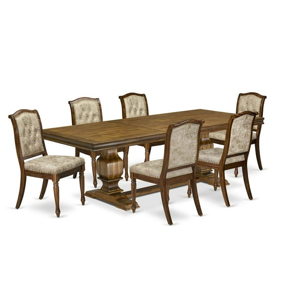 Luxe by East West Furniture 7 Pieces Kitchen table set a Rectangular Dining Table and 6 Dinner Chairs