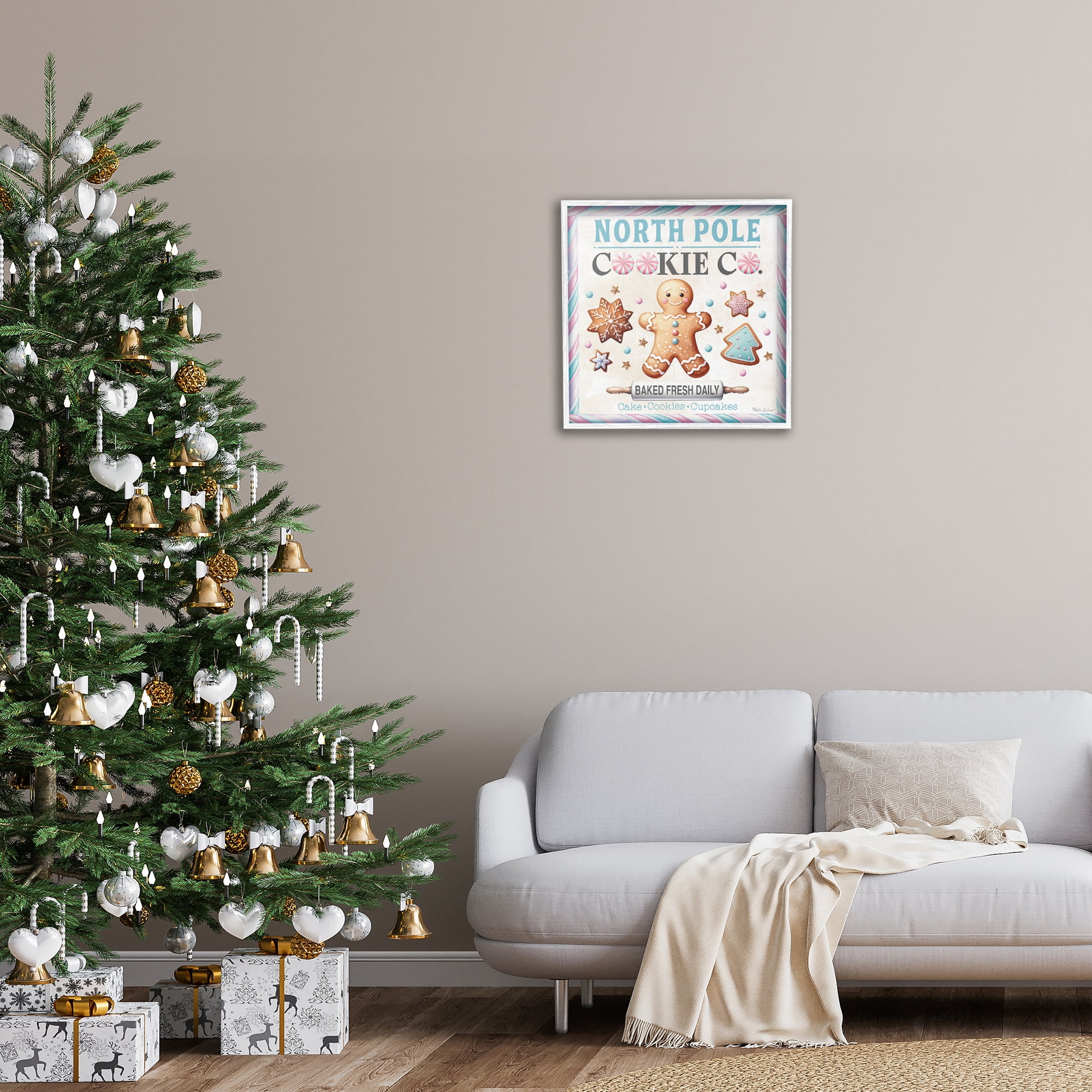 Stupell Industries Gingerbread Cookie Co Holiday Painting White Framed Art Prints Wall Art, 24 x 24
